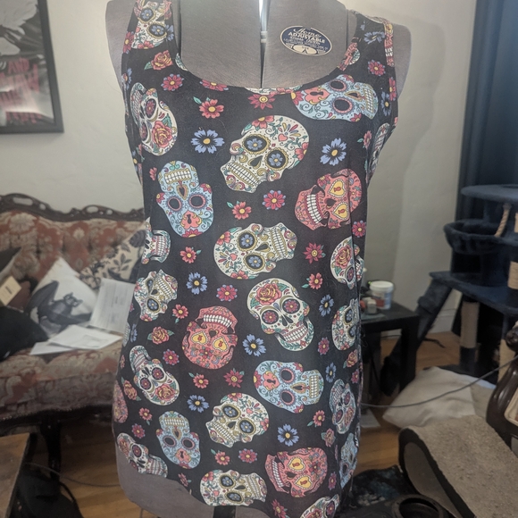 Sugar Skull Day Of The Dead Katrina Tank Top - Picture 4 of 4